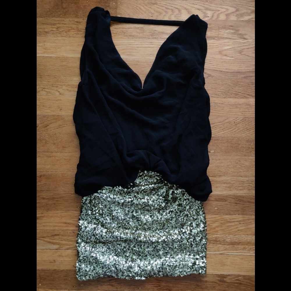 Black Gold Mini Dress